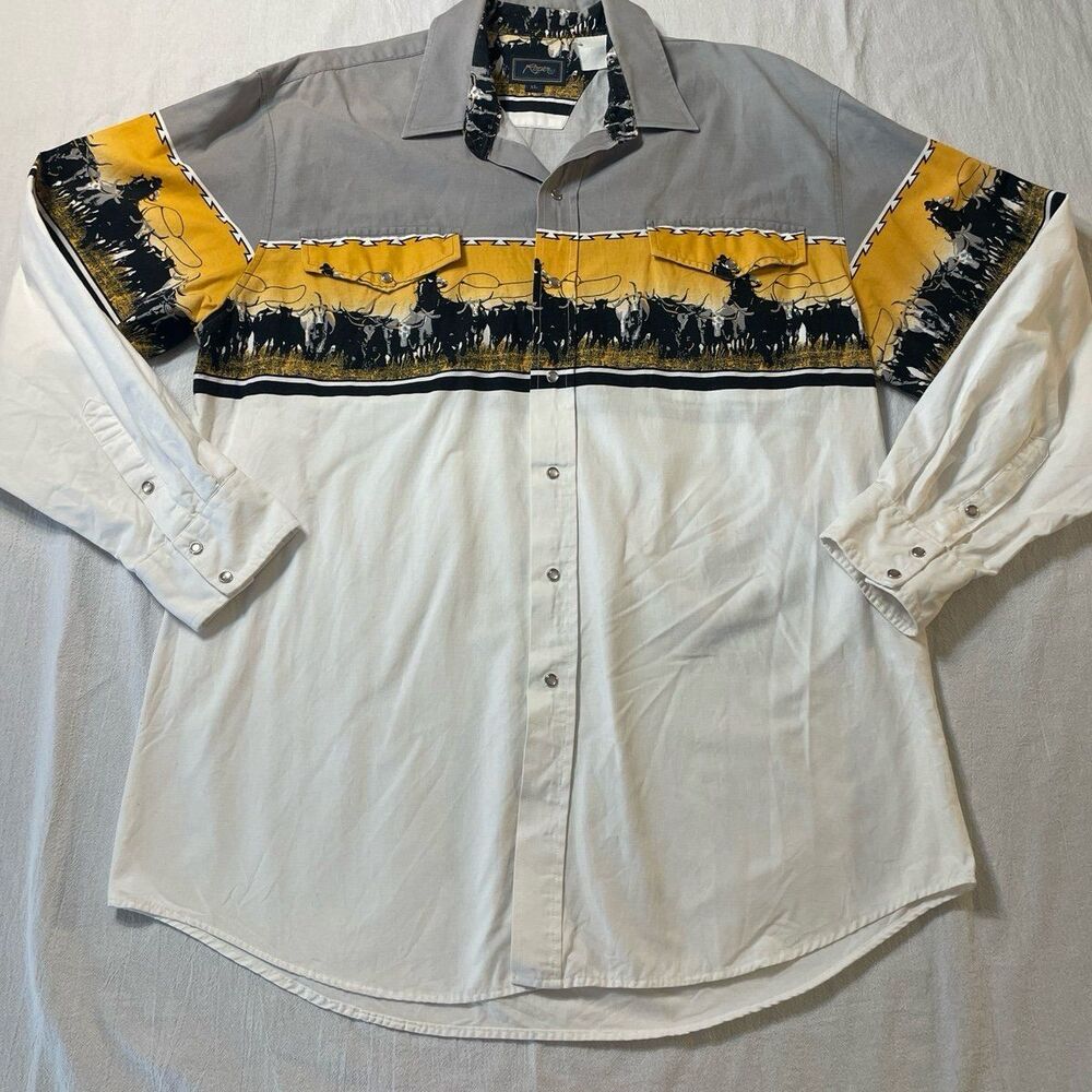 Vintage 90's Pearl Snap Western Rodeo Shirt Men's XL